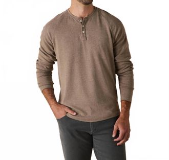The Normal Brand Puremeso Everyday Henley Shirt In Taupe