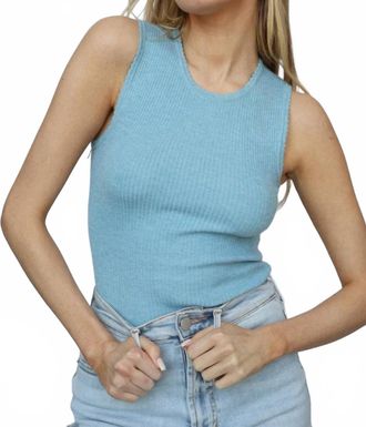Elan Crewneck Sleeveless Top In Blue Faded