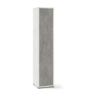 OEM Armario Multiusos Estrecho En Madera Blanco Cemento 39x41x H182 Cm