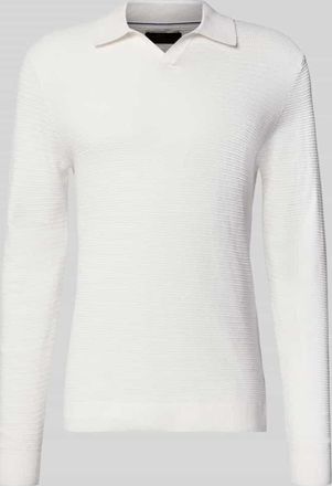 Jack & Jones Regular Fit Poloshirt in Strick-Optik Modell Riley in Weiss, Gr&ouml;&szlig;e XXL