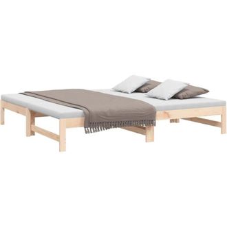 vidaXL Pull-out Day Bed without Mattress 2x(75x190) cm Solid Wood Pine vidaXL