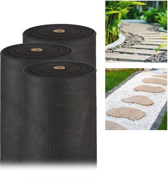Relaxdays Relaxdays - 3 Mallas Antihierbas 150 G/m&sup2; Permeables Y Resistentes A Los Rayos Uv, Polipropileno, 50 M C/u, Negro