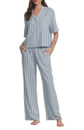 Eberjey Nautico Stripe Pajamas in Classic Stripe Slate Blu/Ivor at Nordstrom, Size X-Small