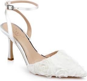 Badgley Mischka Shannon Pointed Toe Ankle Strap Pump in Ivory/Ivory at Nordstrom Rack, Size 7