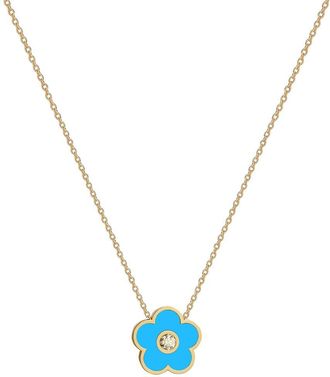Gabi Rielle 14K Over Silver Turquoise Flower Pendant Necklace