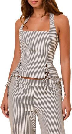 Solid & Striped The Kendall Stripe Halter Top in Twill Stripe at Nordstrom, Size X-Small