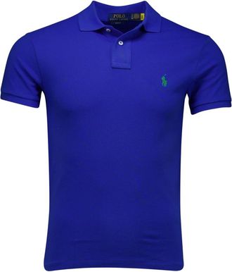Polo Ralph Lauren Tops, Heren, Blauw, S, Blauwe poloshirt met korte mouwen