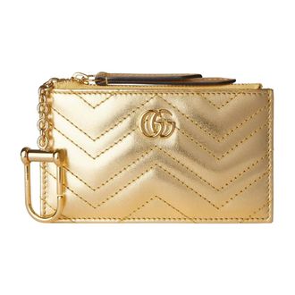 Gucci Accessoires, Dames, Geel, ONE Size, Leer, GG Marmont Portemonnee