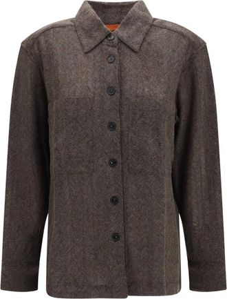 Missoni Cashmere-blend Zig Zag Shirt - Dames - Blouses & Shirts - Bruin - Maat: XS Kasjmier