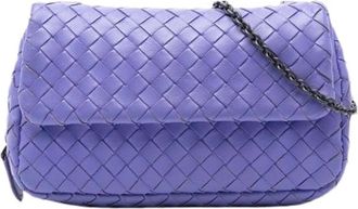 Bottega Veneta Pre-owned Woven Crossbody Bag - Dames - Vintage Schoudertas - Paars - ONE Size - Leer - Vintage