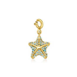 Ross-Simons Swiss and London Blue Topaz Starfish Charm in 18kt Gold Over Sterling