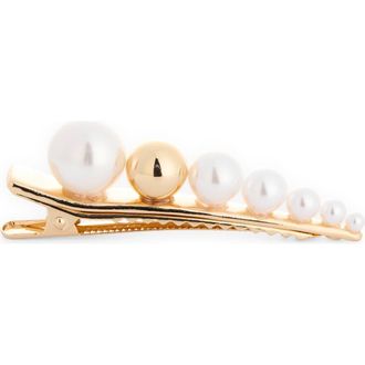 Ettika Faux Pearl Bubble Hair Clip in Gold at Nordstrom