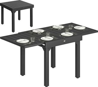 OUTSUNNY Mesa De Jard&iacute;n Extensible, Mesa De Comedor Exterior Extensible 80/160x80 Cm, De Aluminio, Carga 70 Kg, Para 4-6 Personas, Negro