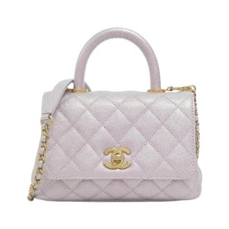 Chanel Pre-owned Coco Handle Metallic Caviar Skin Handbag - Dames - Vintage Mini Tas - Roze - ONE Size - Leer - Vintage