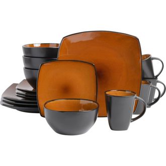 Gibson Home Soho Lounge Square Stoneware Dinnerware Set in Amber at Nordstrom