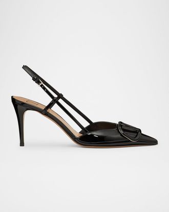 Valentino Garavani VLogo Signature Patent Leather Slingback Pumps