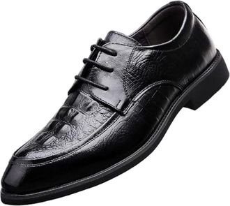 Generic Mens Lace Up Shoes Breathable Low Top Formal Business and Casual Wedding Footwear British Style Oxfords(10.5) Black