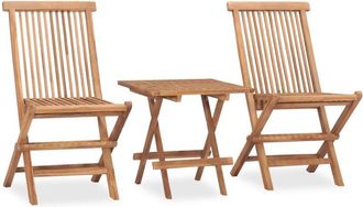 vidaXL 3 Piece Folding Outdoor Dining Set Solid Teak Wood Vidaxl