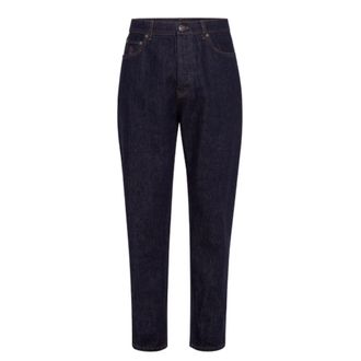 Brunello Cucinelli Slim Fit Jeans, male, Blue, XL, Indigo Blue Embroidered Jeans