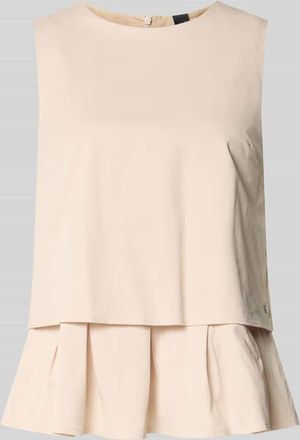 Marc Cain Blusenshirt mit Volantsaum und Rundhalsausschnitt in Beige, Gr&ouml;&szlig;e 34