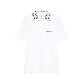 Casablanca Laurel Contrast Trim Polo Shirt - male - Casablanca - Polo Shirts - White - XL - Tops