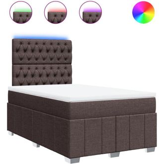 vidaXL Vidaxl - Cama Box Spring Con Colch&oacute;n Tela Marr&oacute;n Oscuro 120x200 Cm