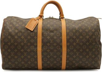 Louis Vuitton Brown Coated/Waterproof Canvas Keepall Travel Bag (Authentic Pre-Loved)