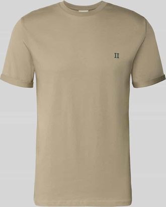 Les Deux T-Shirt mit Logo-Stitching Modell Norregaard in Schlamm, Gr&ouml;&szlig;e XXL