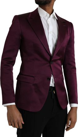 Dolce & Gabbana Mens Maroon Silk Single Breasted Coat Blazer Clothing
