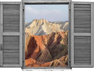 Queence Wandtattoo »Berge« Wandsticker, Wandbild, selbstklebend, 3D, Fenster