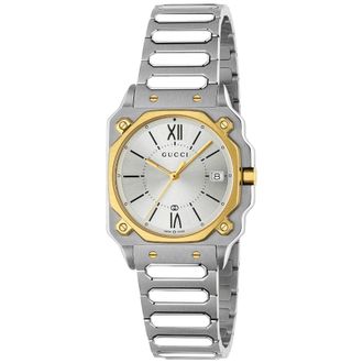 Gucci YA166506 G-Flat Zilveren Wijzerplaat Unisex Horloge