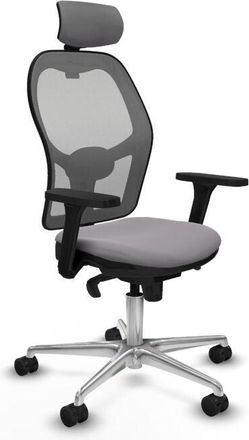 Piqueras y Crespo Piqueras Y Crespo - Jorquera Sincro Malla Gris Similpiel Gris Brazos 3d Base Aluminio Cabecero 2d Ruedas 65mm Nailon