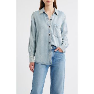 Rails Atticus Denim Button-Up Shirt in Bleached Indigo at Nordstrom, Size X-Large