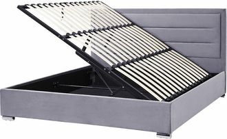 Beliani Beliani - Letto matrimoniale in velluto con contenitore grigio scuro 180 x 200 cm Rouen