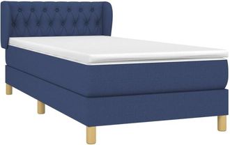 vidaXL Cama Box Spring Con Colch&oacute;n Tela Azul 90x200 Cm Vidaxl