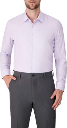 Report Collection Grid Print Slim Fit Stretch Dress Shirt in Lavender at Nordstrom Rack, Size 16.5