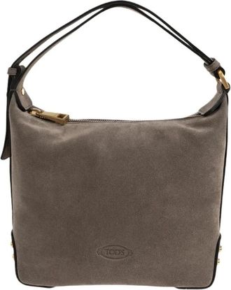 Tod's Tassen, Dames, Bruin, ONE Size, Leer, Mini Schoudertas met Studs