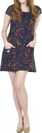 Papillon Paisley Print Drape Neck Sweater Dress In Navy