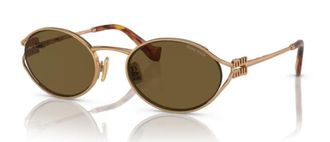 Miu Miu Eyewear SMU52YC054E7OE Oval Metal Frame Sunglasses - Gold