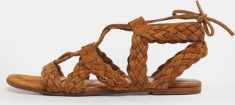 Gianvito Rossi Brown Ankle Tie Flat Sandals