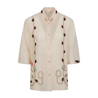Forte_Forte Dames, Blouses & Shirts, Beige, Maat: L