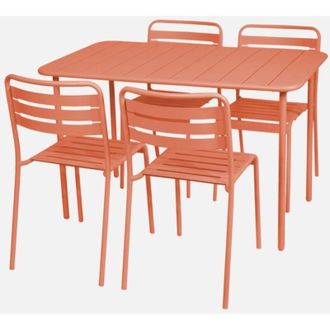 Sweeek Set tavolo da giardino bistrot in metallo con 4 sedie, 120cm