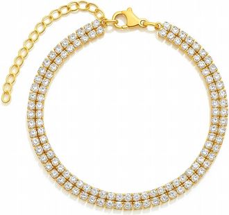Ellie Vail Womens Rosie Double Tennis Chain Bracelet In Gold