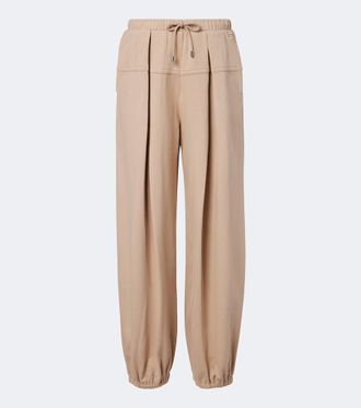 Sportmax Pleated cotton-blend jersey sweatpants