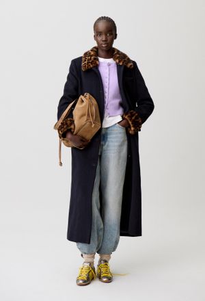 Claudie Pierlot Manteau long laine l&eacute;opard