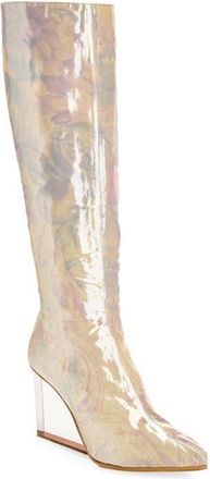 Maison Margiela Tabi Claw Plexi Knee High Boot in Metallic Silver at Nordstrom, Size 36