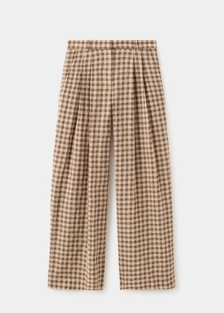Mango Pantaloni dritti a quadri vichy marrone - Donna - 36 - MANGO