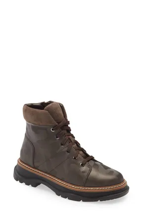 Linea Paolo Boca 2 Boot Womens US 8.5 Brown Camo Leather Ankle Round Toe KHD395