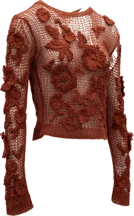 Valentino Garavani Crochet Floral Blouse - Brown