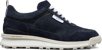 Thom Browne Alumni lace-up sneakers - women - Cotton/Rubber/Calf Leather - 36 - Blue